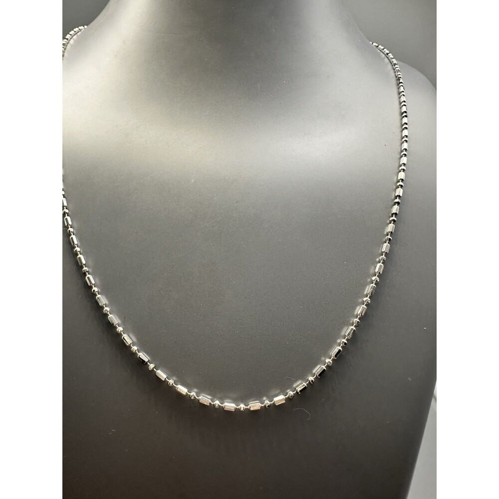 925 Milor Italy Faceted Barrel Bead Chain Necklace 23” Sterling Silver